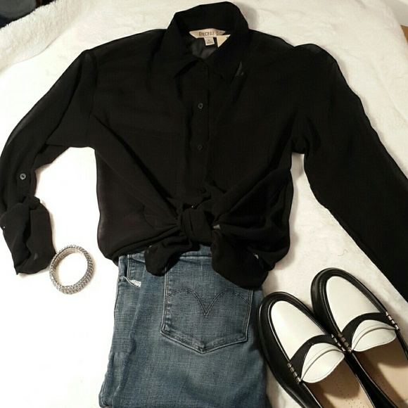 NWT Decree Sheer Black Shirt - Picture 7 of 8